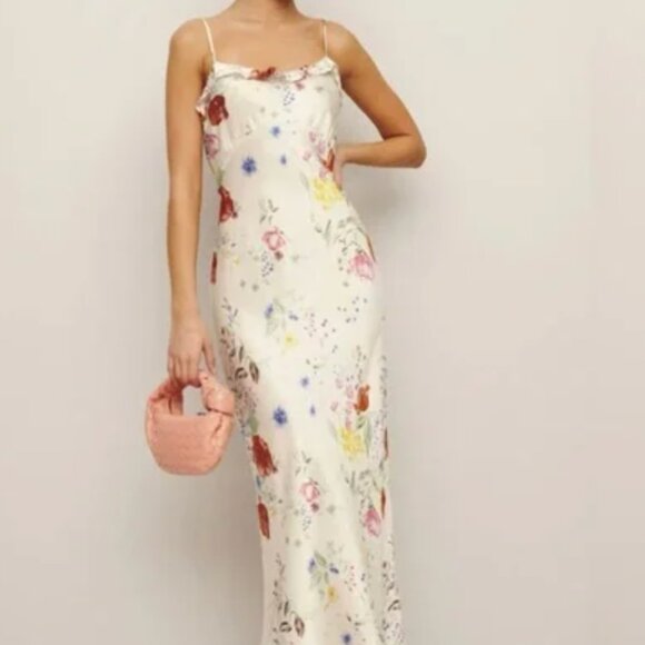 Reformation Floral Strap Silk Aribella Sleeveless Dress - Picture 6 of 6